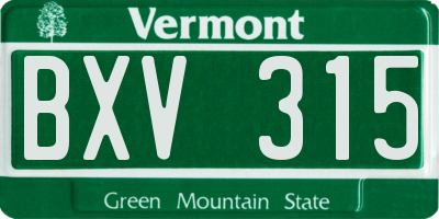 VT license plate BXV315