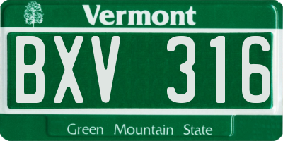 VT license plate BXV316