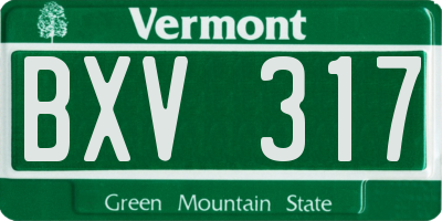 VT license plate BXV317