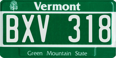 VT license plate BXV318