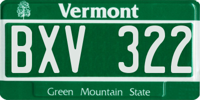 VT license plate BXV322