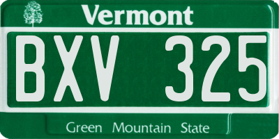 VT license plate BXV325