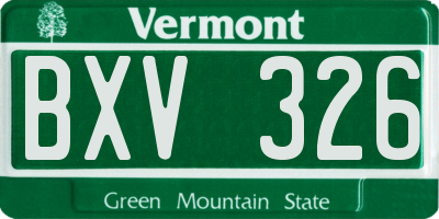 VT license plate BXV326