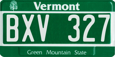 VT license plate BXV327