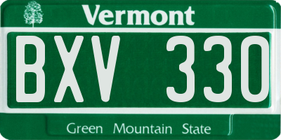 VT license plate BXV330