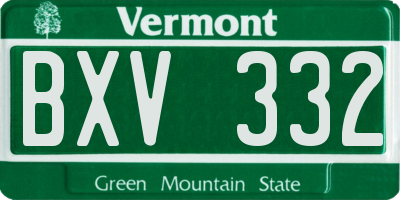 VT license plate BXV332
