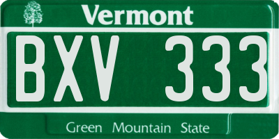 VT license plate BXV333