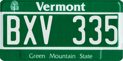 VT license plate BXV335