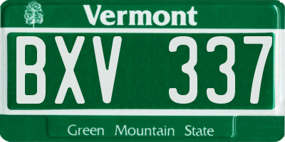 VT license plate BXV337