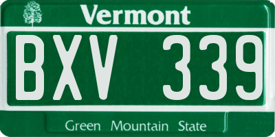 VT license plate BXV339