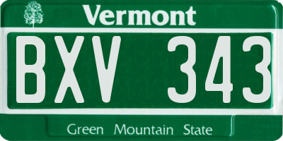 VT license plate BXV343