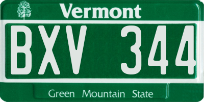 VT license plate BXV344