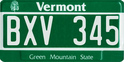 VT license plate BXV345