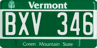 VT license plate BXV346