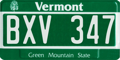 VT license plate BXV347