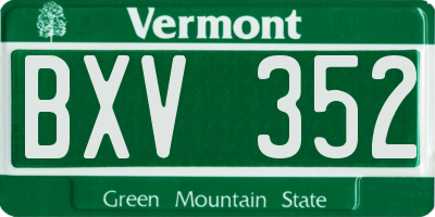 VT license plate BXV352