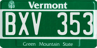 VT license plate BXV353