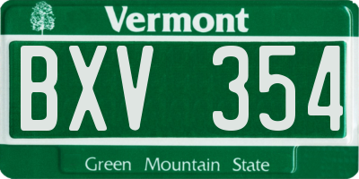 VT license plate BXV354