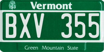VT license plate BXV355
