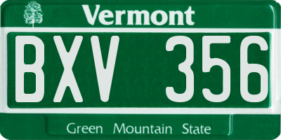 VT license plate BXV356