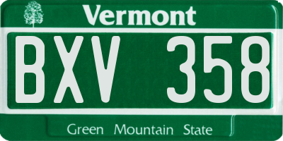 VT license plate BXV358