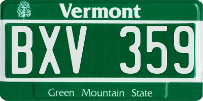 VT license plate BXV359