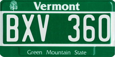 VT license plate BXV360