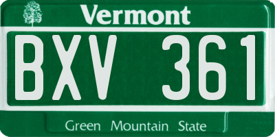 VT license plate BXV361