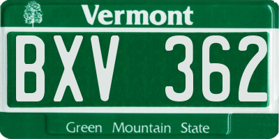 VT license plate BXV362