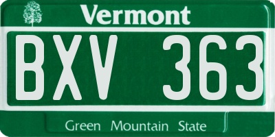 VT license plate BXV363