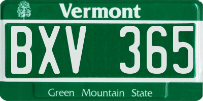 VT license plate BXV365