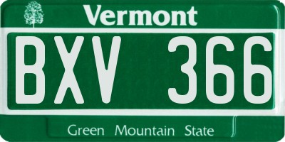 VT license plate BXV366