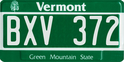VT license plate BXV372