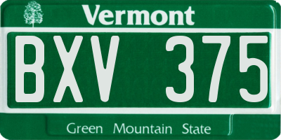 VT license plate BXV375
