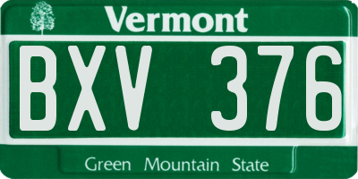 VT license plate BXV376