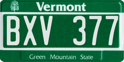 VT license plate BXV377