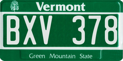 VT license plate BXV378