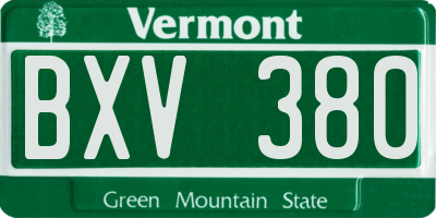 VT license plate BXV380