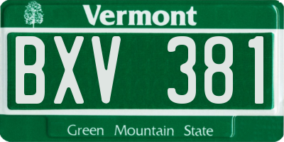 VT license plate BXV381