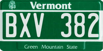 VT license plate BXV382