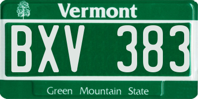 VT license plate BXV383