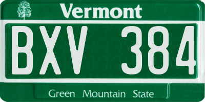 VT license plate BXV384