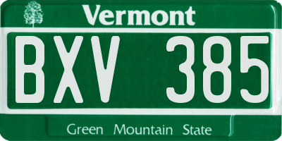VT license plate BXV385