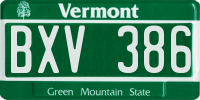 VT license plate BXV386
