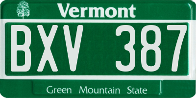VT license plate BXV387