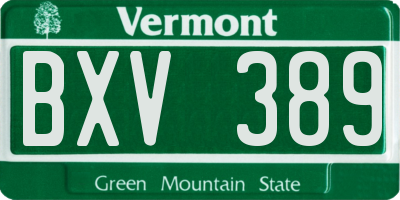 VT license plate BXV389