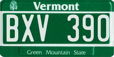 VT license plate BXV390