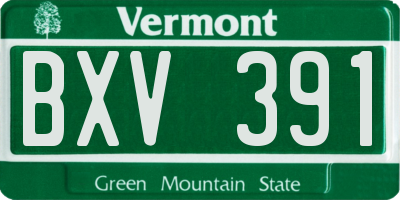 VT license plate BXV391