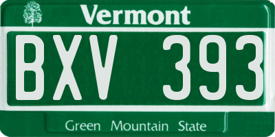 VT license plate BXV393