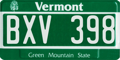 VT license plate BXV398
